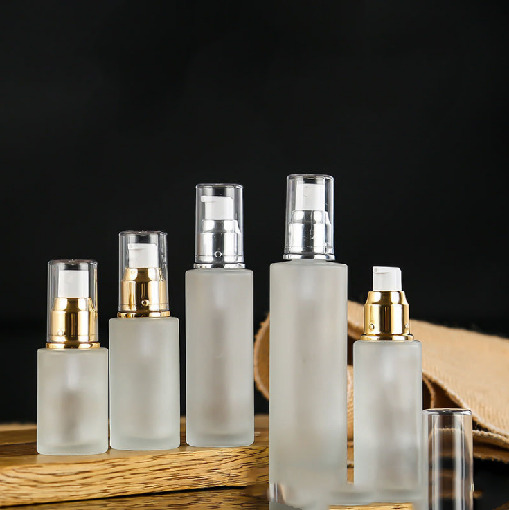 2021 new Luxury airless frosted round 30ml 450ml 100ml 200ml cosmetic facial cream glass bottles container cream lotion bottles