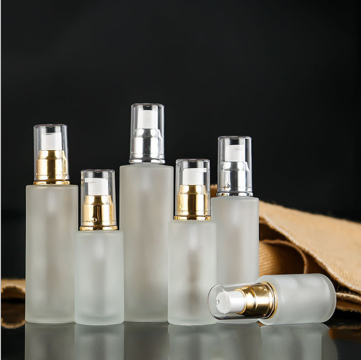 2021 new Luxury airless frosted round 30ml 450ml 100ml 200ml cosmetic facial cream glass bottles container cream lotion bottles