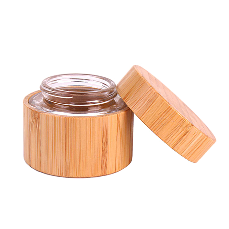 2021 new arrivals OEM bocal en verre 50ml bamboo lid cream candle glass storage bottle jar