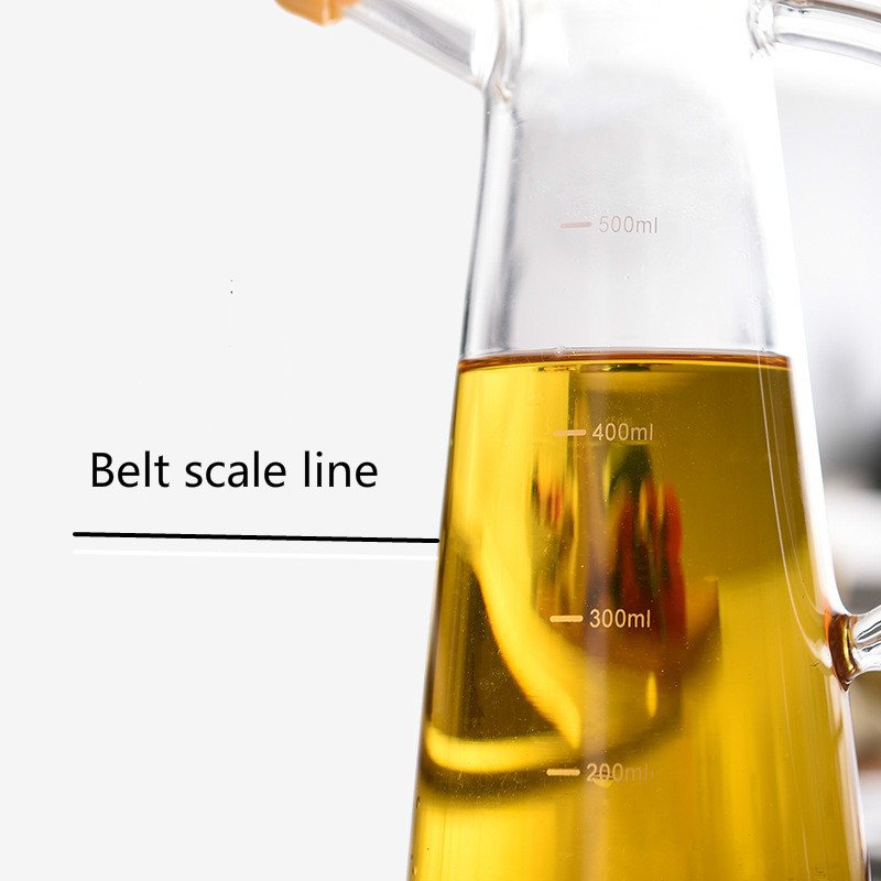 2021 new design 16oz glass oil dispenser bottle with bamboo lids