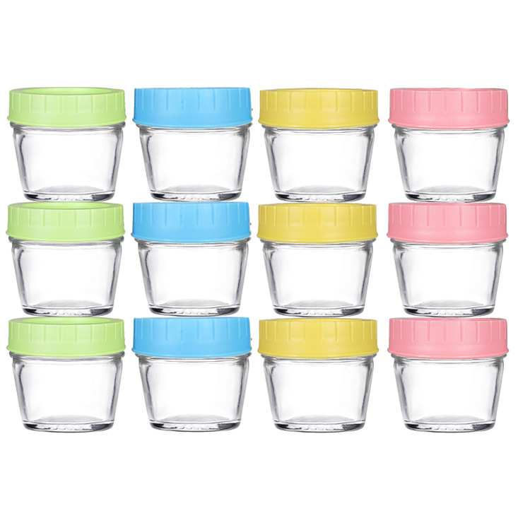 2021 new design Cute 120ml Storage Glass Jar Pudding Jar with Plastic Lid