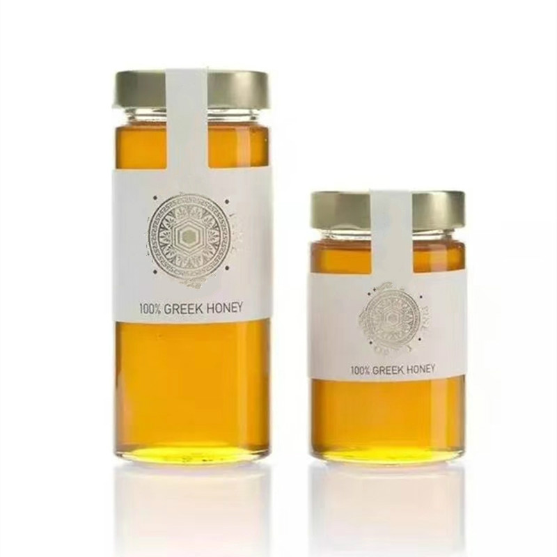 2021 new design cylinder round 200ml 250ml 300ml 380ml glass honey jars in bulk with lids