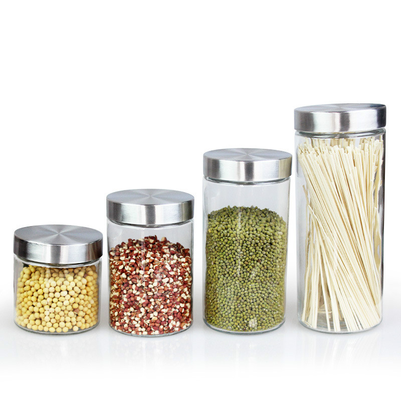 2021 new design glass food storage jar with lid for kitchen