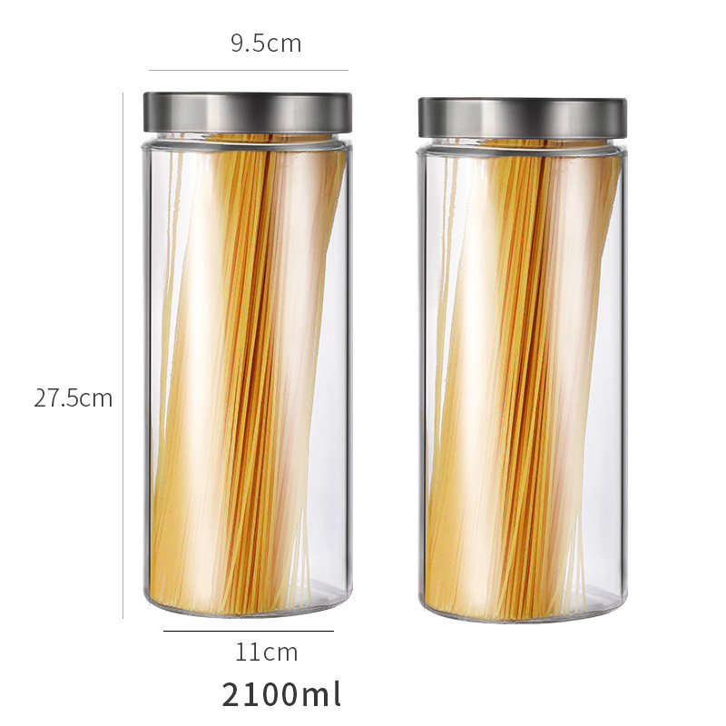 2021 new design glass food storage jar with lid for kitchen