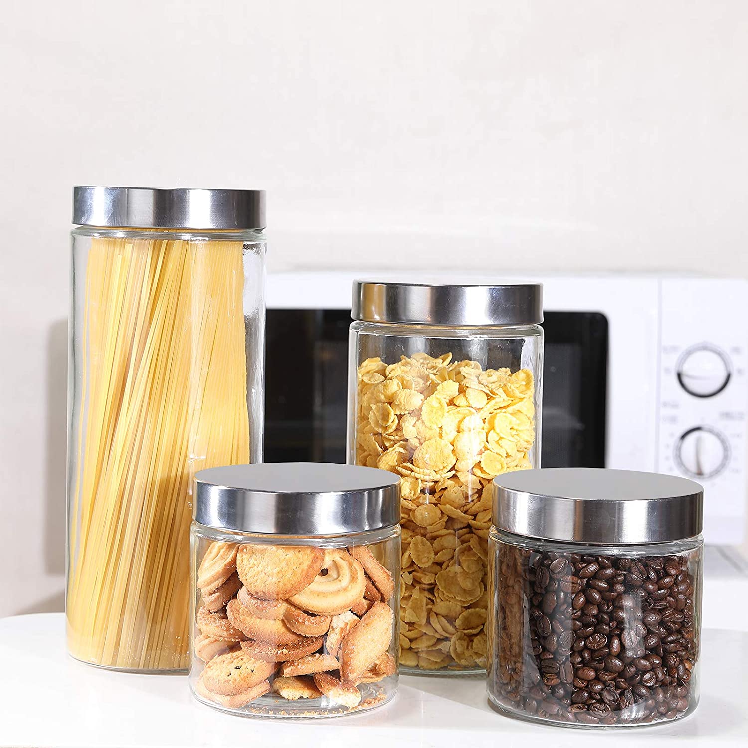 2021 new design glass food storage jar with lid for kitchen