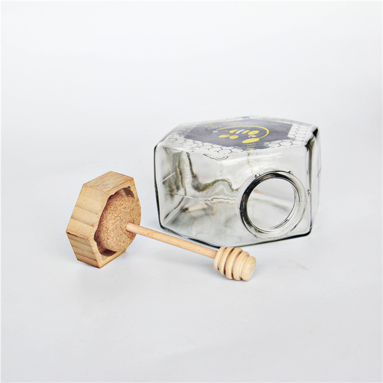 2021 new design glass jar with cork lid and spoon excellent quality 8 oz glass candle jars with lids honey glass storage jars