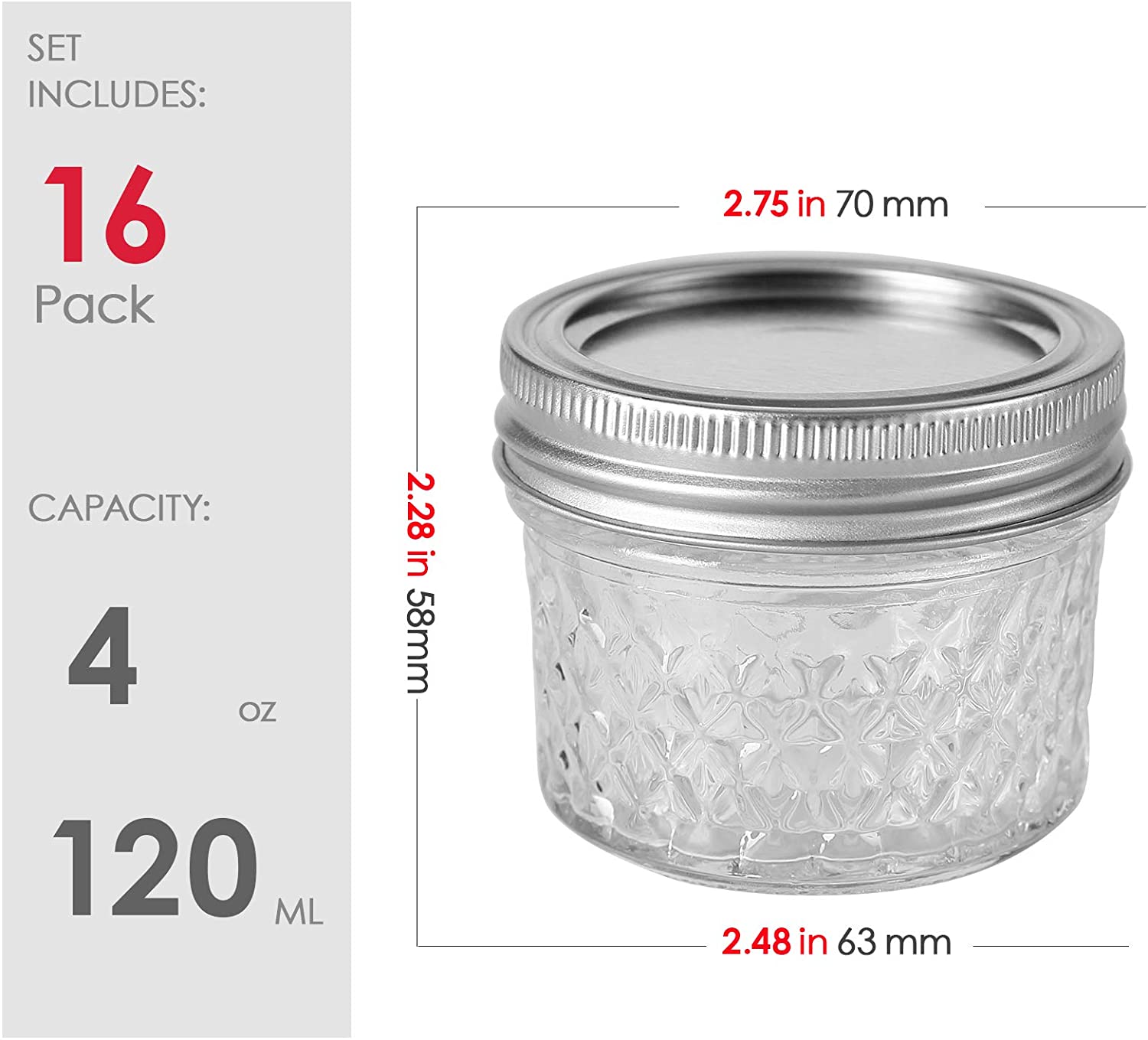 2021 new design high quality 4oz glass mason jar with aluminium lid