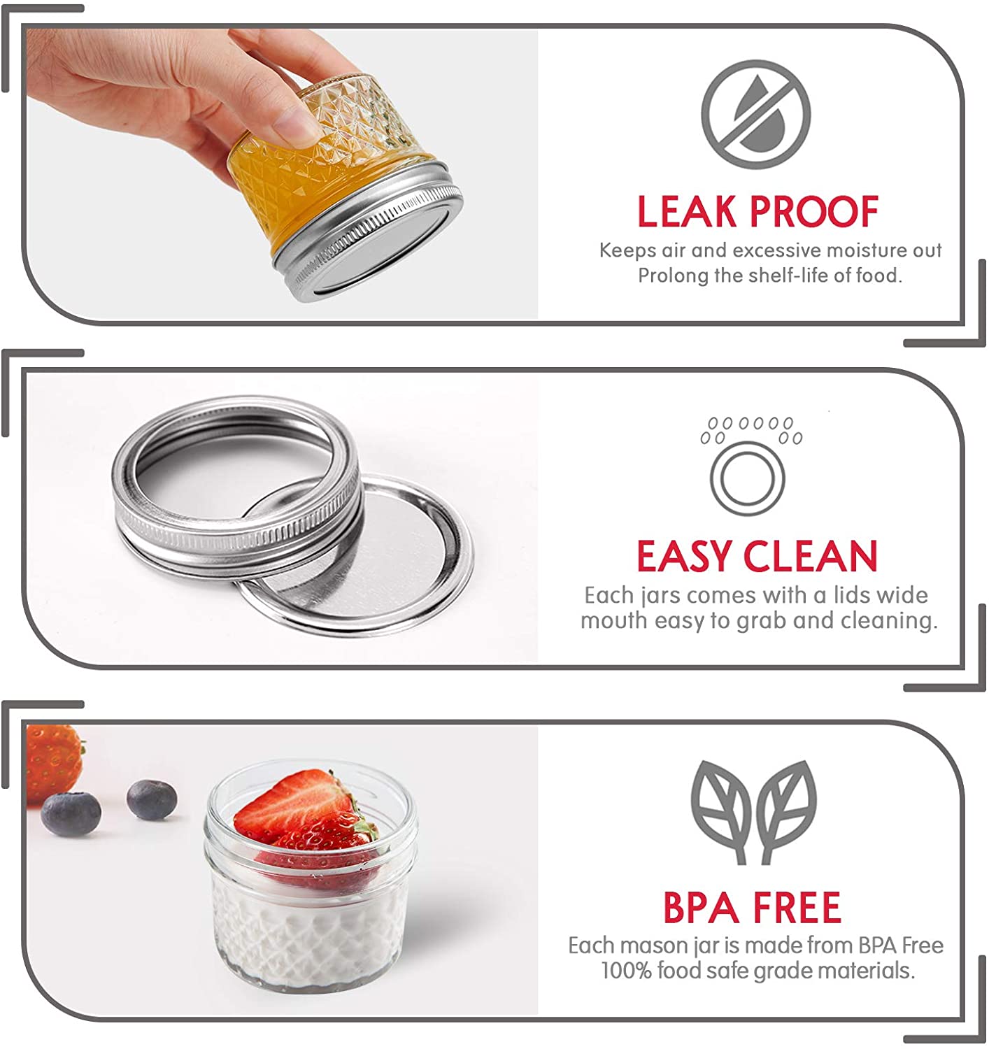 2021 new design high quality 4oz glass mason jar with aluminium lid