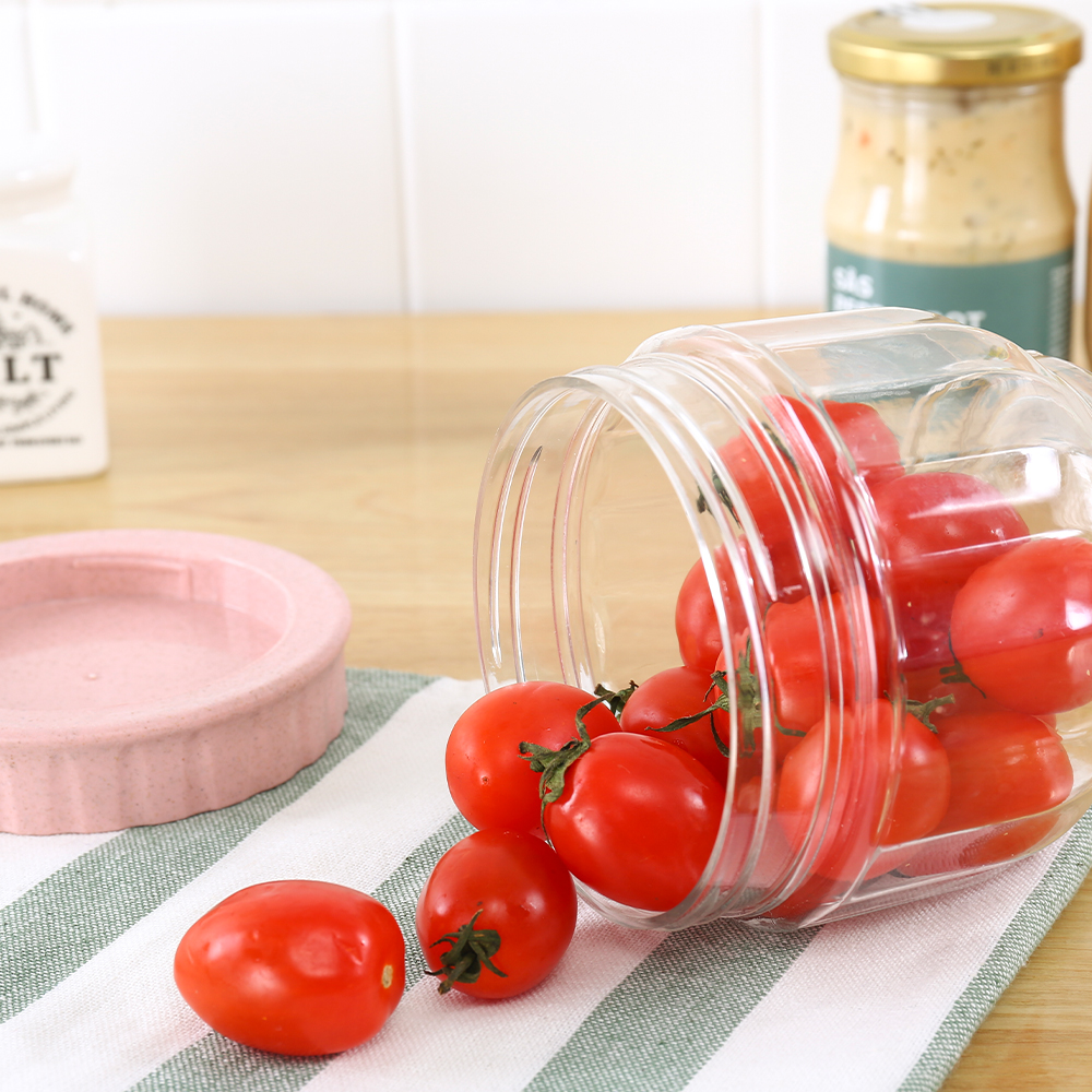 2021 new design stackable kitchen three size clear plastic cereal storage jar