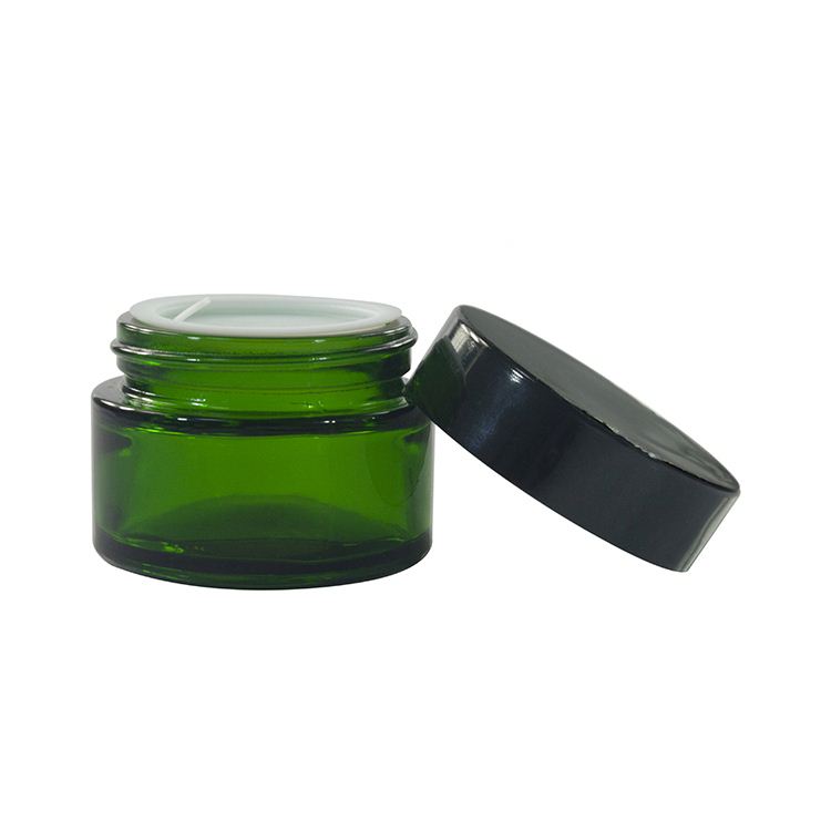 2021 new product 15g 30g 50g green cosmetic cream glass jar