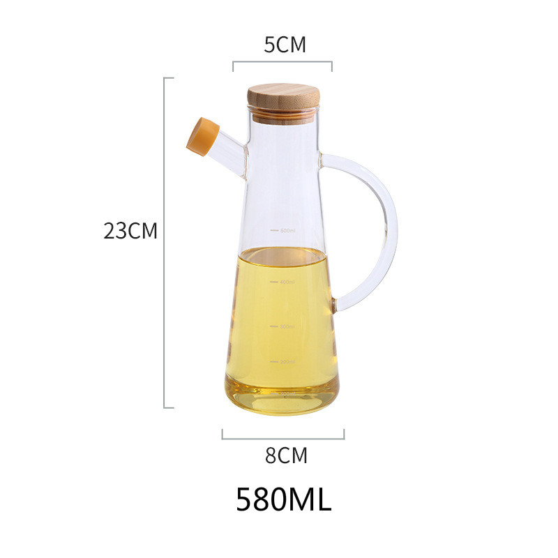 2021 new product borosilicate glass oil dispenser bottle with bamboo lids