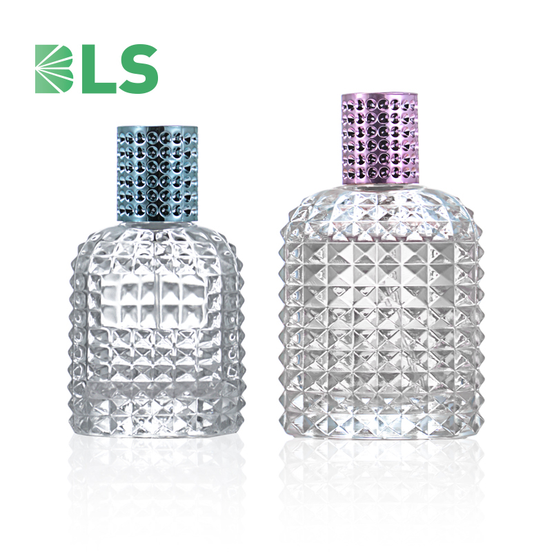 2021 new product clear rectangular perfume50ml 100ml   glass spray bottle