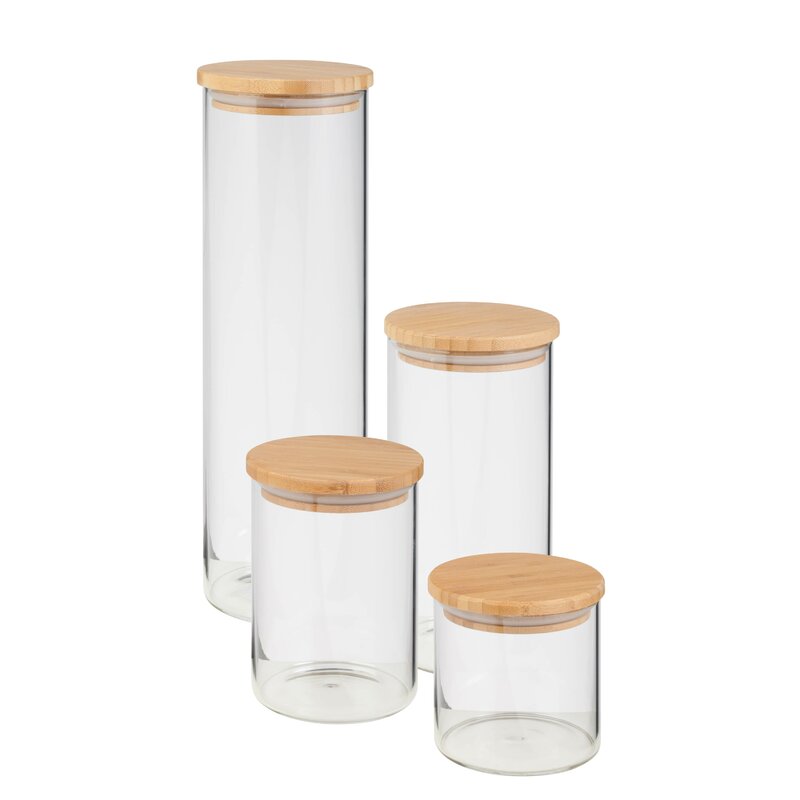 2021 new products bocal en verre borosilicate bamboo airtight glass food storage containers jar bottles with bamboo lid