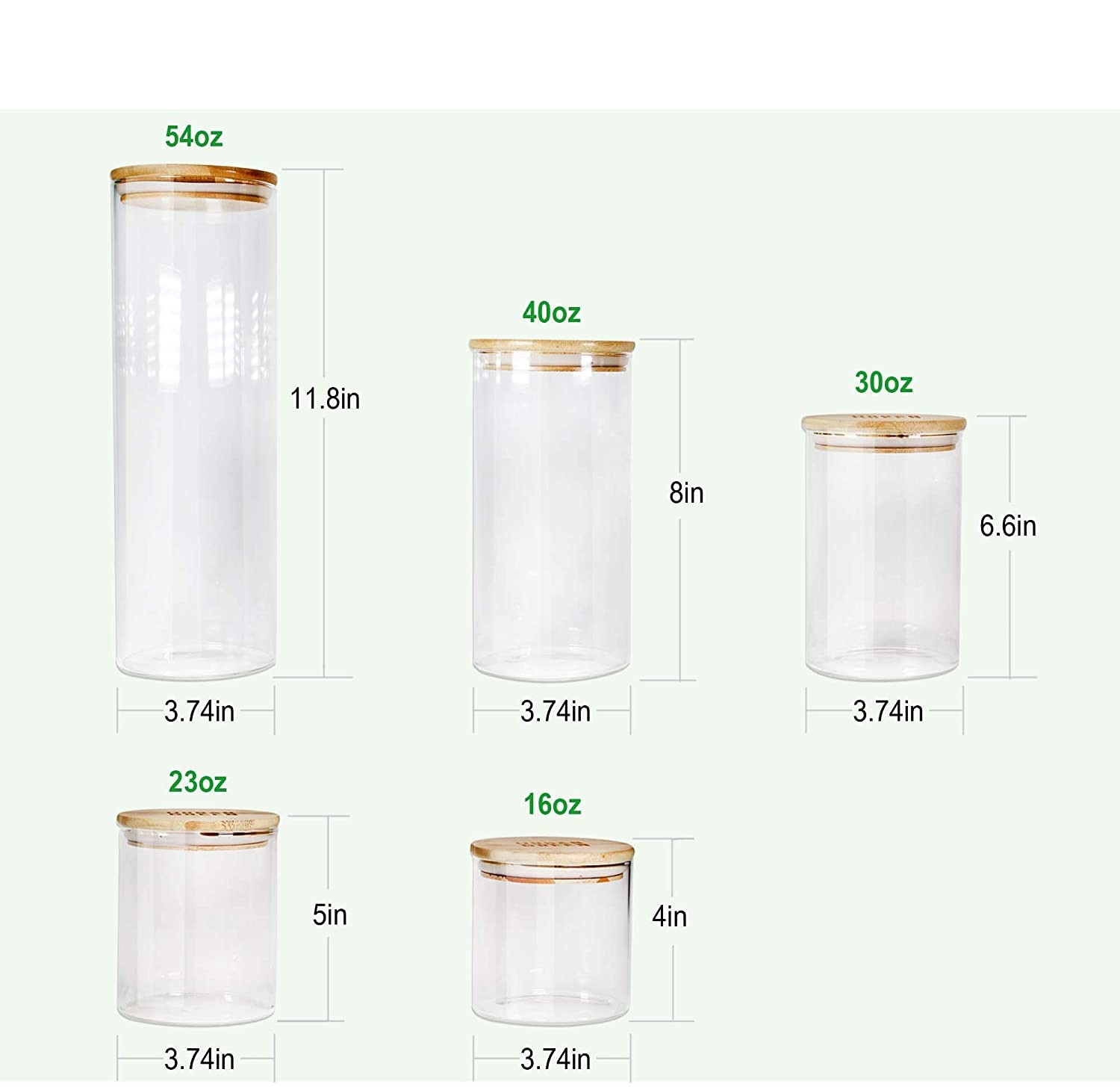2021 new products bocal en verre borosilicate bamboo airtight glass food storage containers jar bottles with bamboo lid