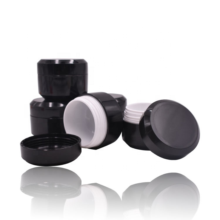 2021 new stocks free sample double wall PP jar black empty cosmetic packaging jar 0.5oz 15ml cosmetic jar 15g