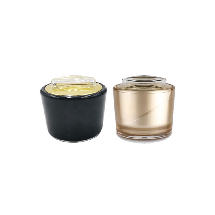 2021 unique design mini 15g luxury double wall round black cream acrylic cosmetic jar for skin care
