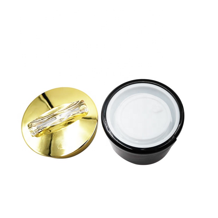2021 unique design mini 15g luxury double wall round black cream acrylic cosmetic jar for skin care
