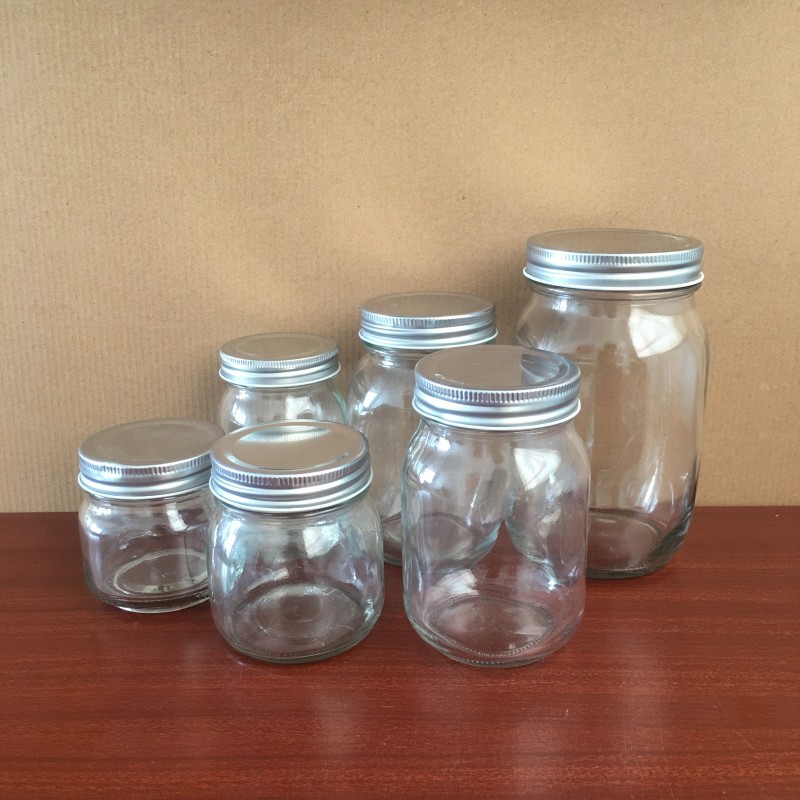 2021 wholesale 150ml 250ml 300ml 500ml 750ml 1000ml mason jar Food grade storage glass jar silver lid