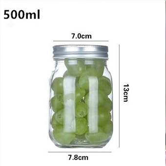 2021 wholesale 150ml 250ml 300ml 500ml 750ml 1000ml mason jar Food grade storage glass jar silver lid