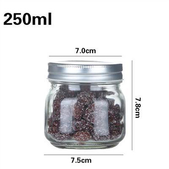 2021 wholesale 150ml 250ml 300ml 500ml 750ml 1000ml mason jar Food grade storage glass jar silver lid