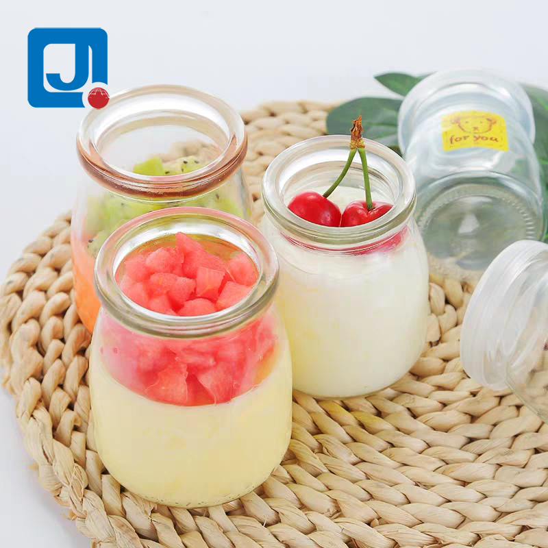 2021wholesale new product 100ml glass pudding jars with plastic lid