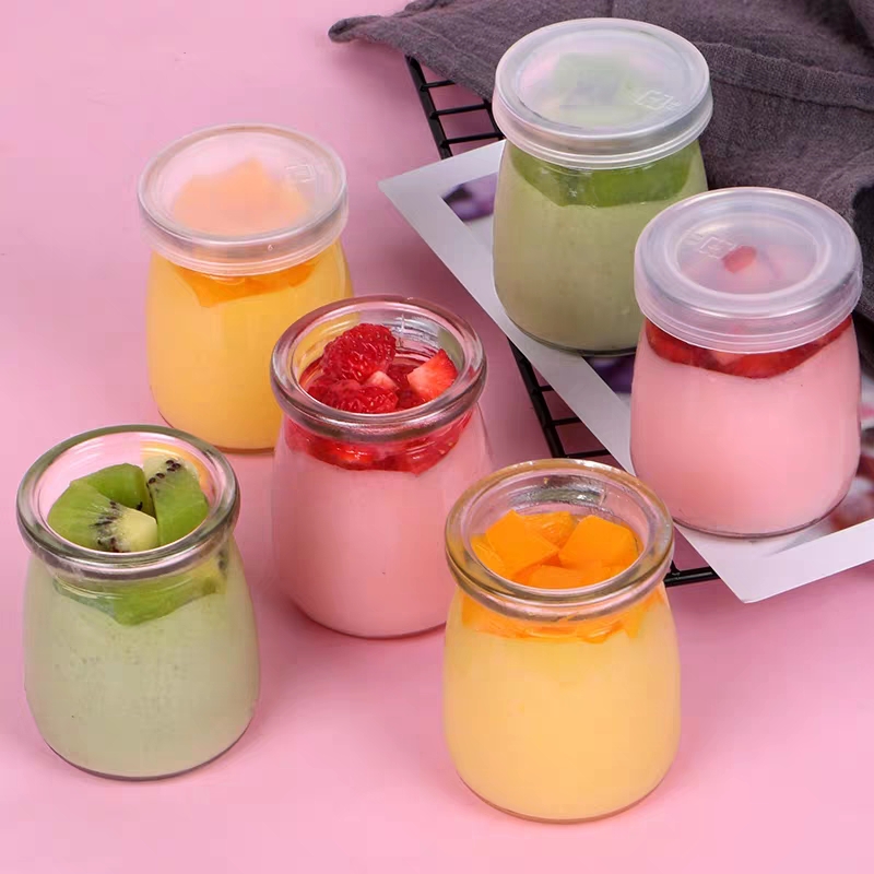 2021wholesale new product 100ml glass pudding jars with plastic lid