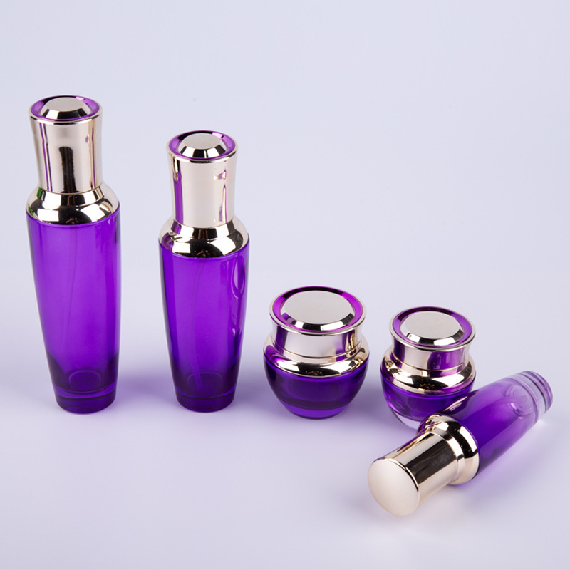 20G 30G 50G 2 Oz 30Ml 50Ml 100Ml 120Ml Gold Cap Violet Glass Jars Cosmetic For Face Cream
