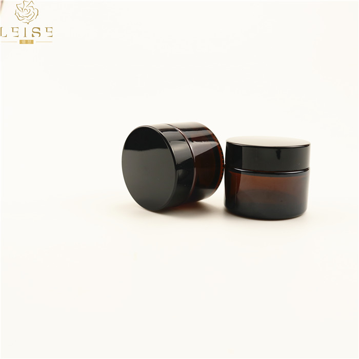 20G 30g brown glass cream jar with black lid,amber 20g 30ml glass cream jars, Cosmetic Packaging glass 2oz 30 g Cosmetic Jar
