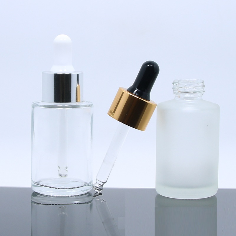 20ML 30ML 40ML 50ML Round Clear Flat Shoulder Dropper Bottle For Cosmetic