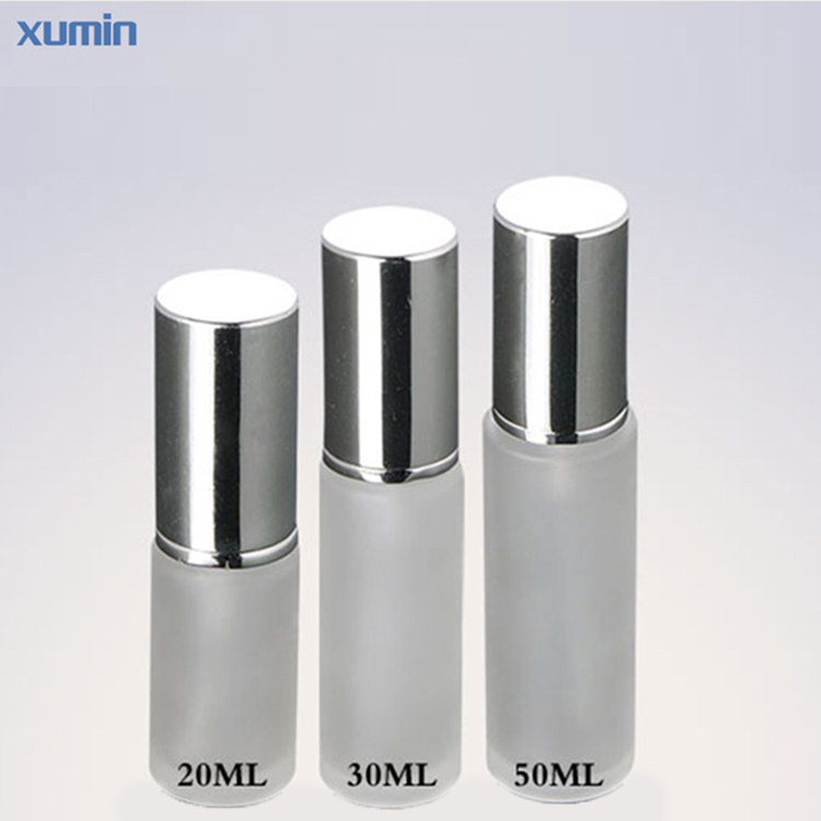 20Ml 30Ml 50Ml Glass Bottles Silver Frosted Spray Cosmetic Glass Bottle for cosmetic packaging