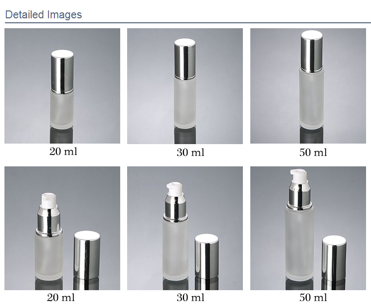 20Ml 30Ml 50Ml Glass Bottles Silver Frosted Spray Cosmetic Glass Bottle for cosmetic packaging