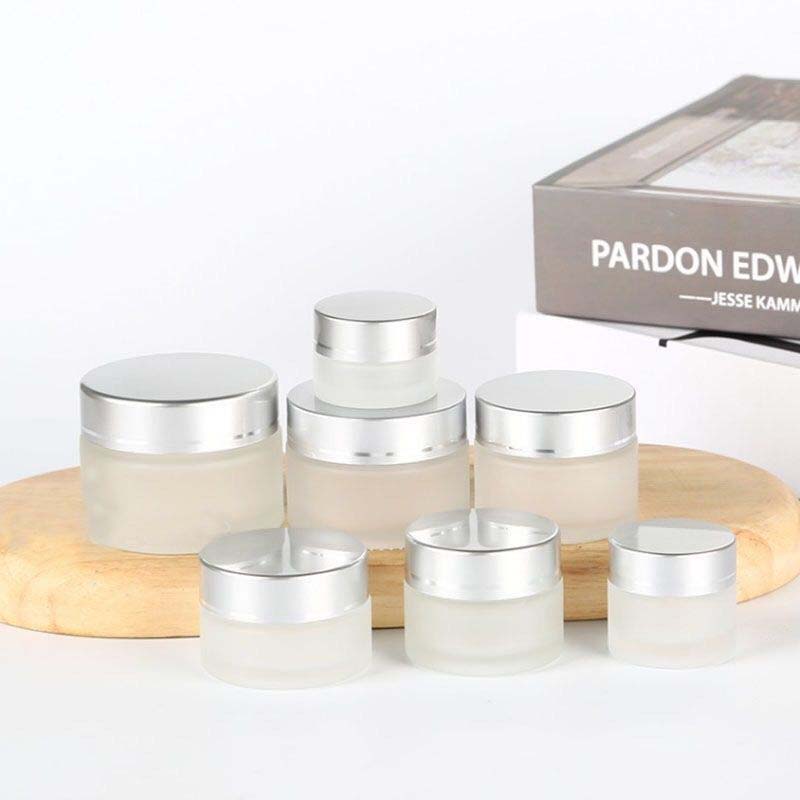 20g 1oz frosted glass cosmetic cream gel lip scrub container jar with lid for body butter
