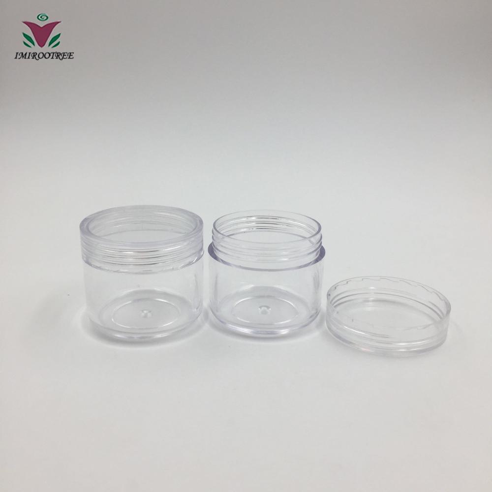 20g 20ml Cosmetic Sample Empty Container Plastic, Round Pot Jar Screw Cap Lid for Make Up