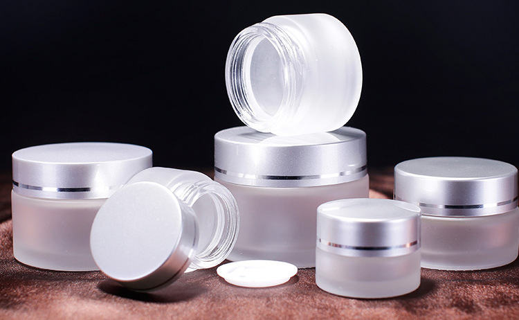 20g 20ml face cream green glass jar with silver aluminum cap
