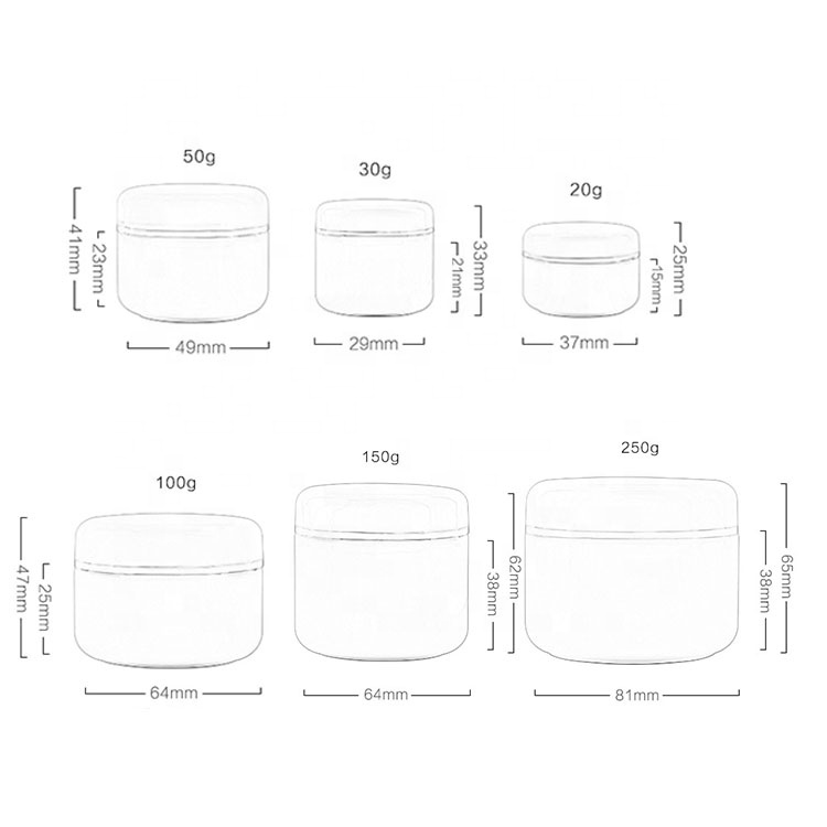 20g/30g/50g/100g/150g/200g/250g/300g White Plastic Jar Make-up Cosmetic Cream Jars Empty Face Cream Lip Balm Lotion Container