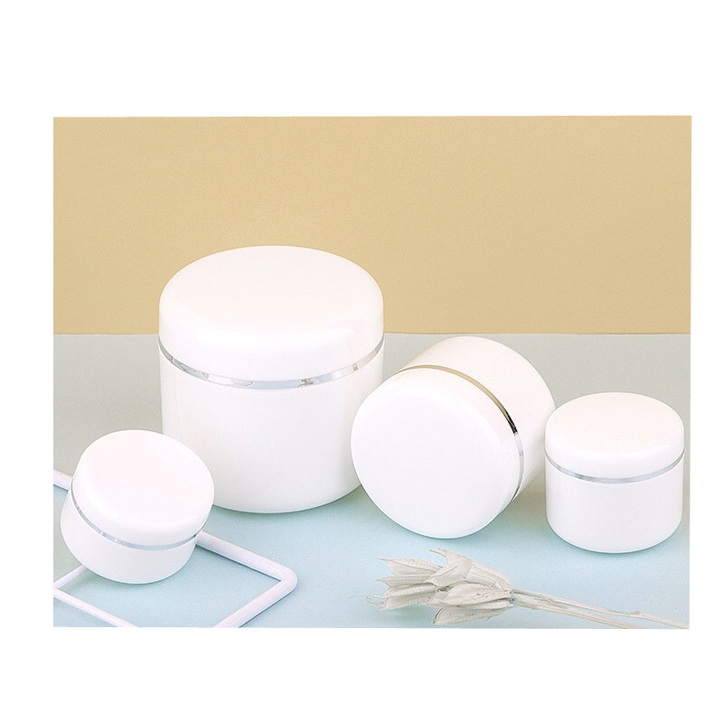 20g 30g 50g 100g 150g 250g big plastic PP white facial cream jar with silver ring, facial mask container