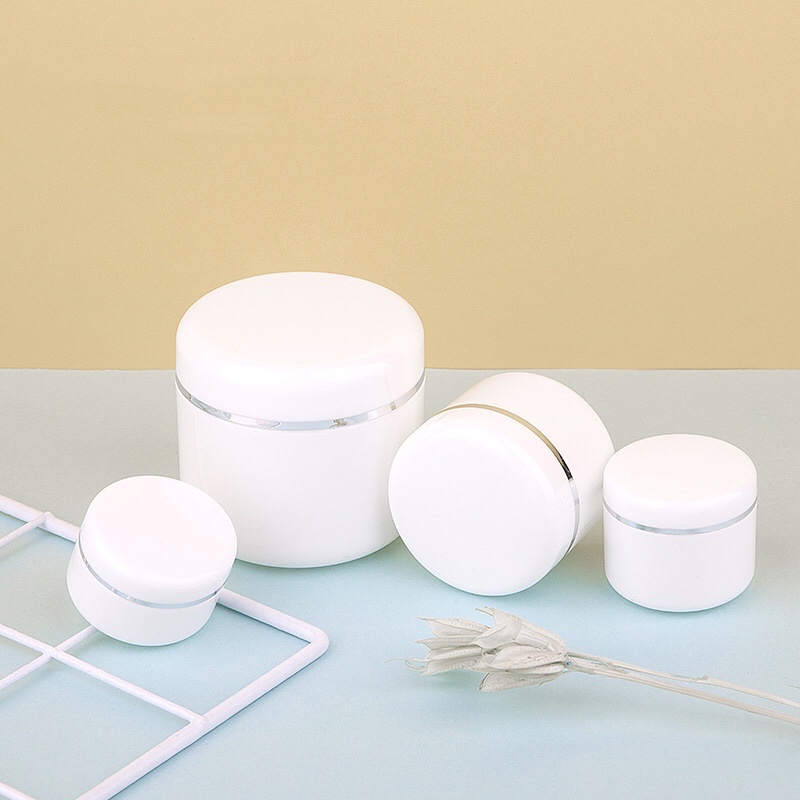 20g 30g 50g 100g 150g 250g big plastic PP white facial cream jar with silver ring, facial mask container