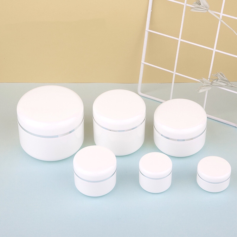 20g 30g 50g 100g 150g 250g big plastic PP white facial cream jar with silver ring, facial mask container