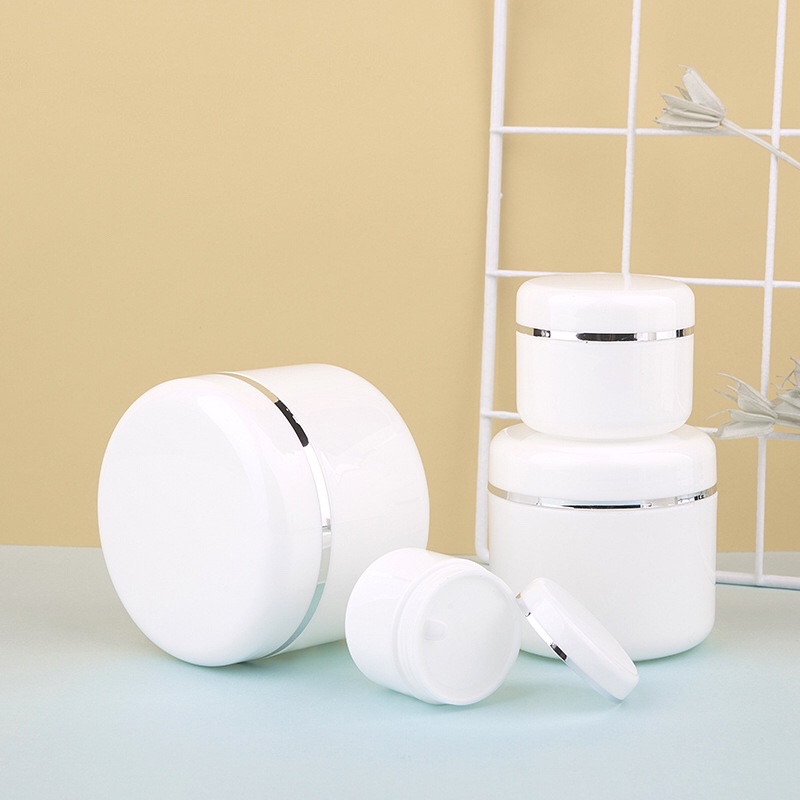 20g 30g 50g 100g 150g 250g big plastic PP white facial cream jar with silver ring, facial mask container