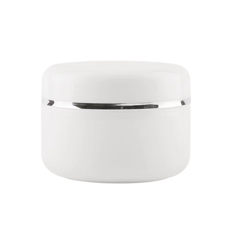 20g 30g 50g 100g 150g 250g big plastic PP white facial cream jar with silver ring, facial mask container