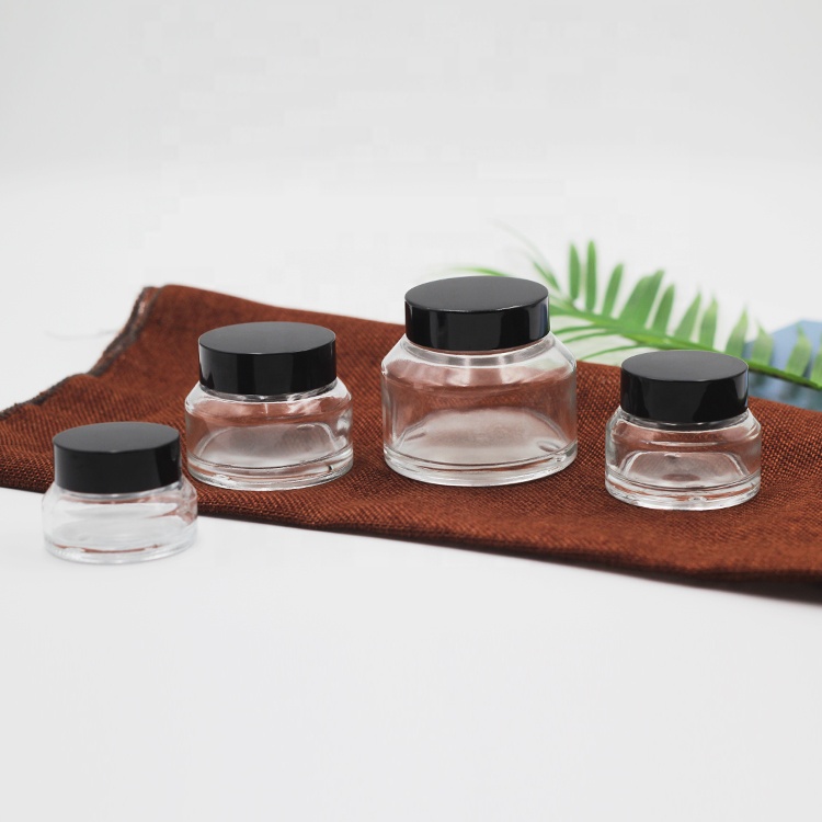 20g, 30g, 50g, 100g Sloping Shoulder Clear and Amber Face Cream Glass Jar