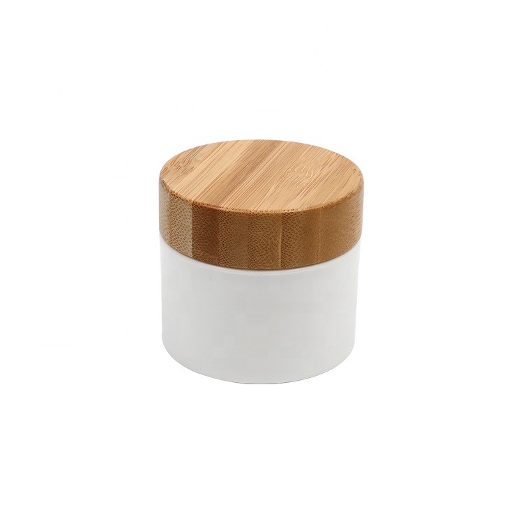20g 30g 50g 100g White Bamboo Jar Lid With Double Layer PP Plastic