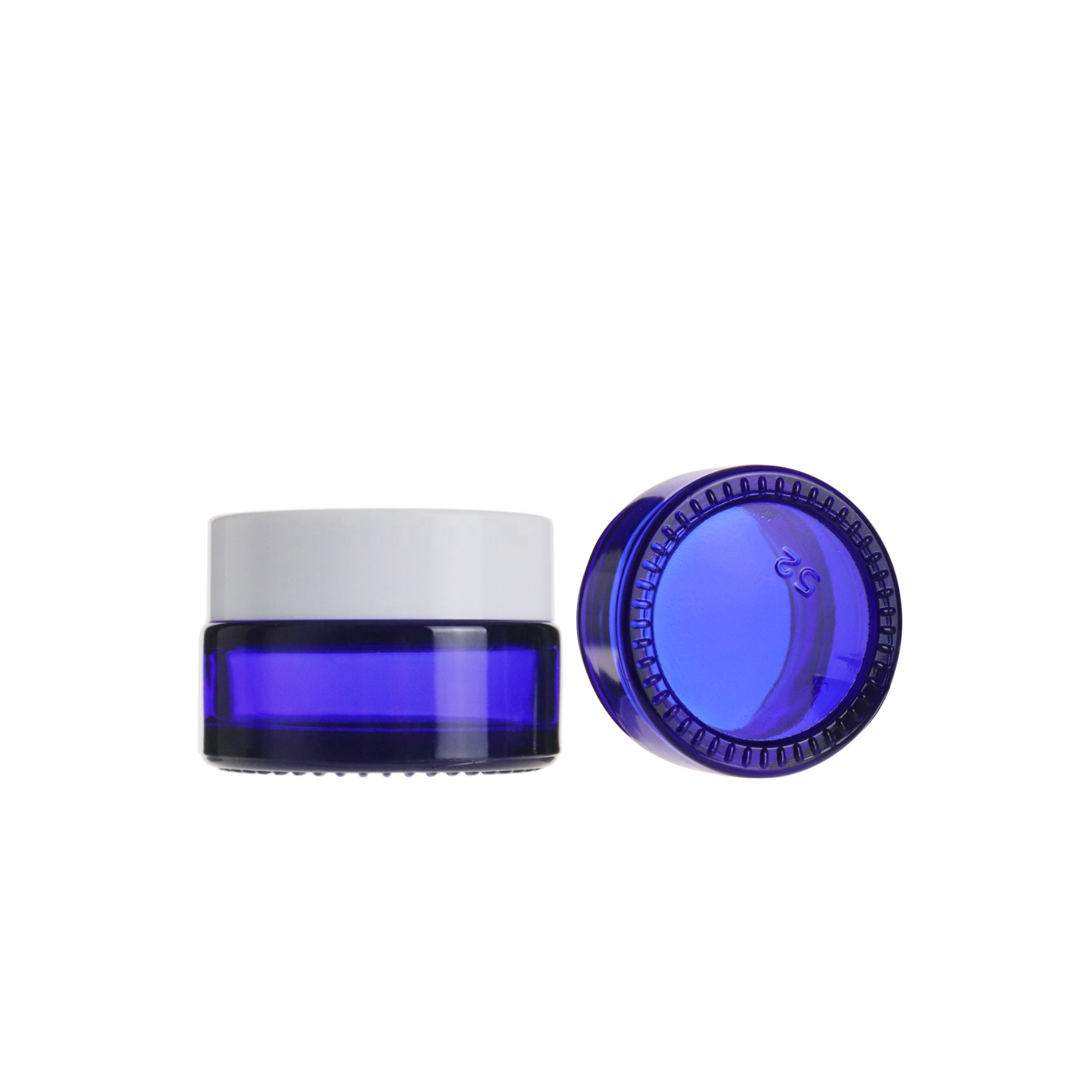 20g 30g 50g 100g blue facial cream glass jar with white cap for cosmetic packaging