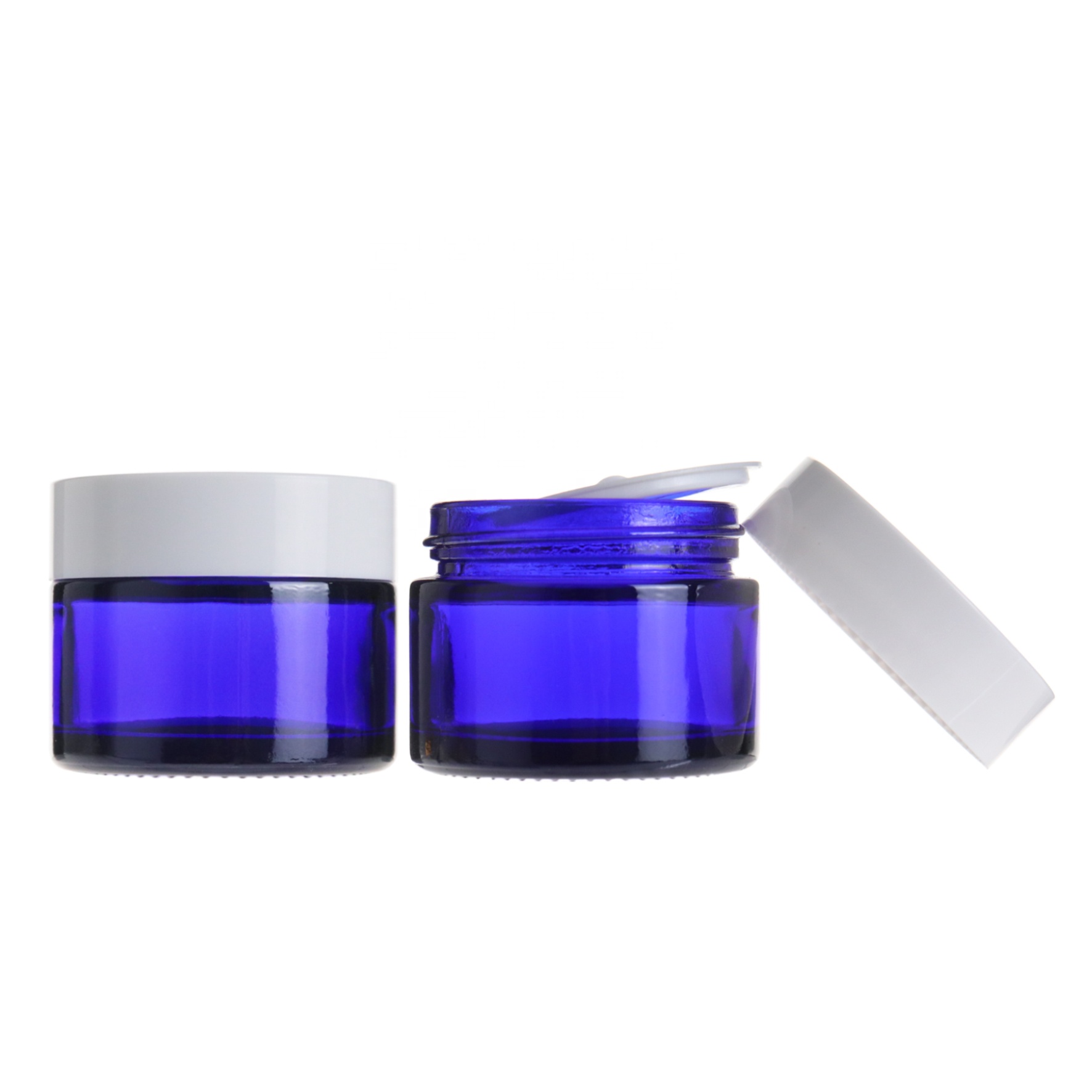20g 30g 50g 100g blue facial cream glass jar with white cap for cosmetic packaging
