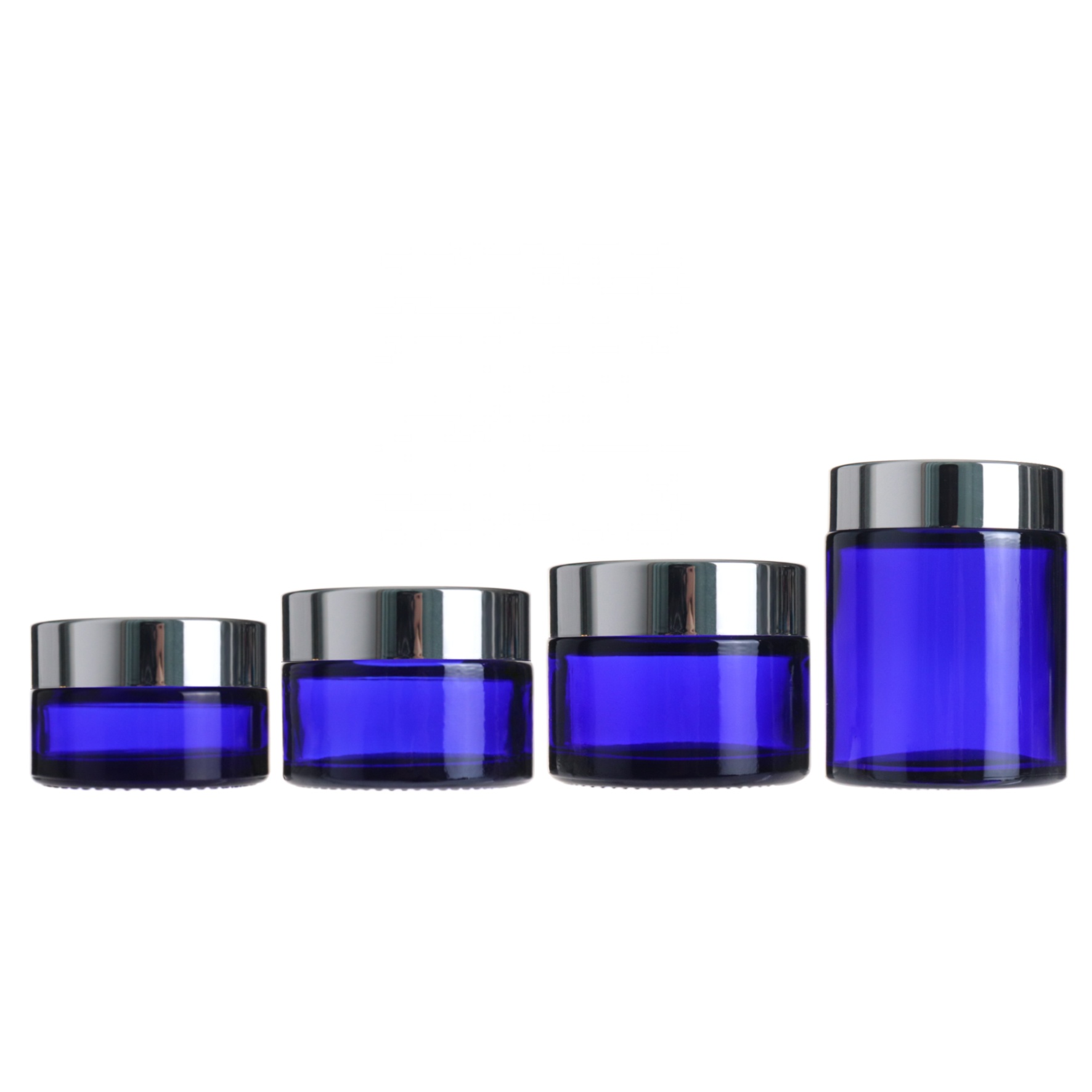 20g 30g 50g 100g blue skincare glass cosmetic cream jar with silver lid