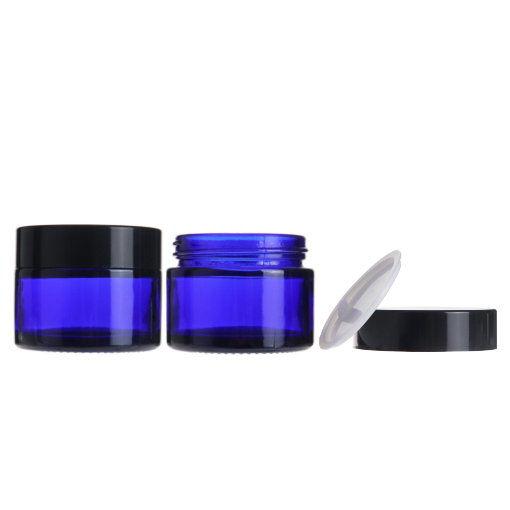20g 30g 50g 100g cosmetic packaging blue cream glass jar with black lid