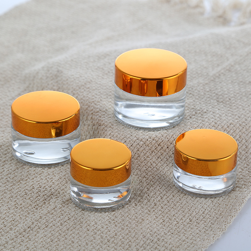 20g 30g 50g 100g frosted cosmetic cream glass jar with gold screw cap