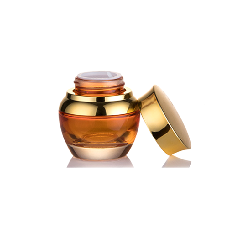 20g 30g 50g  20ml 30ml 50ml 100ml fancy unique special orange clear glass bottle and jar set with uv gold lid and pump