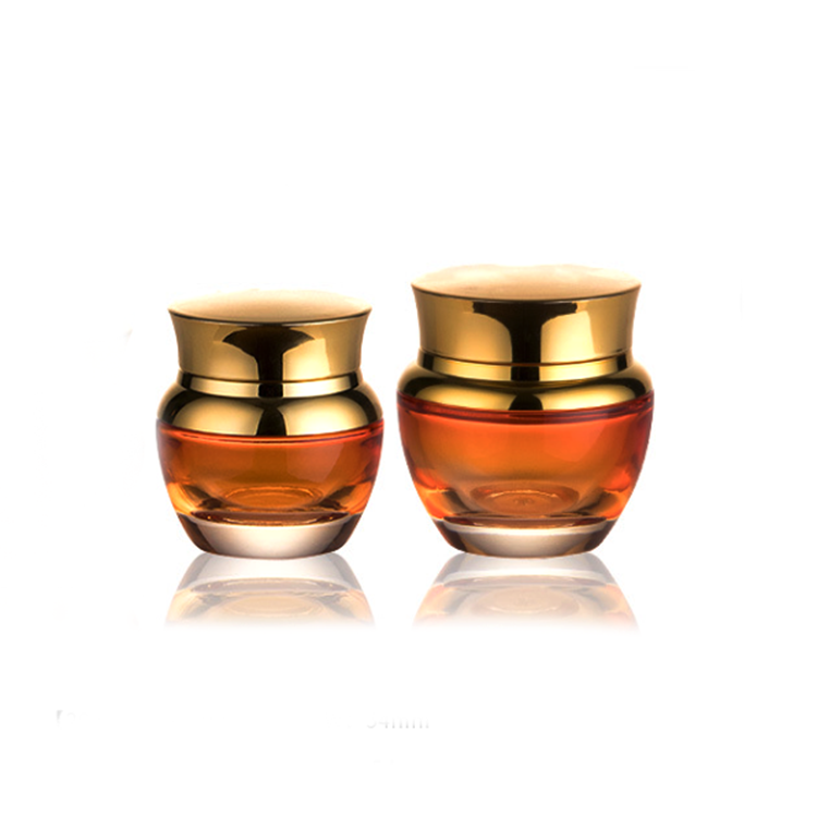 20g 30g 50g 20ml 30ml 50ml 100ml fancy unique special orange clear glass bottle and jar set with uv gold lid and pump