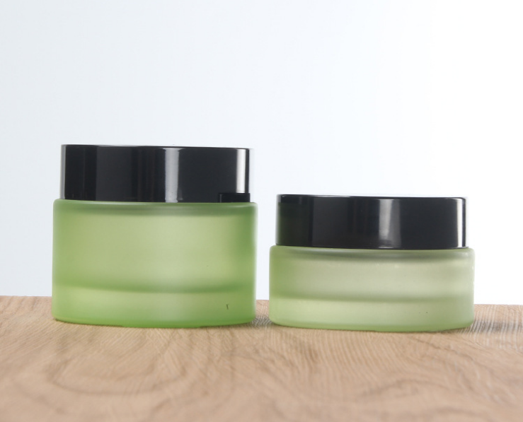 20g 30g 50g 40ml 100ml 120ml Custom frosted Green Glass Spray Lotion Bottle Glass Cream Jar Cosmetic glass bottle jar set